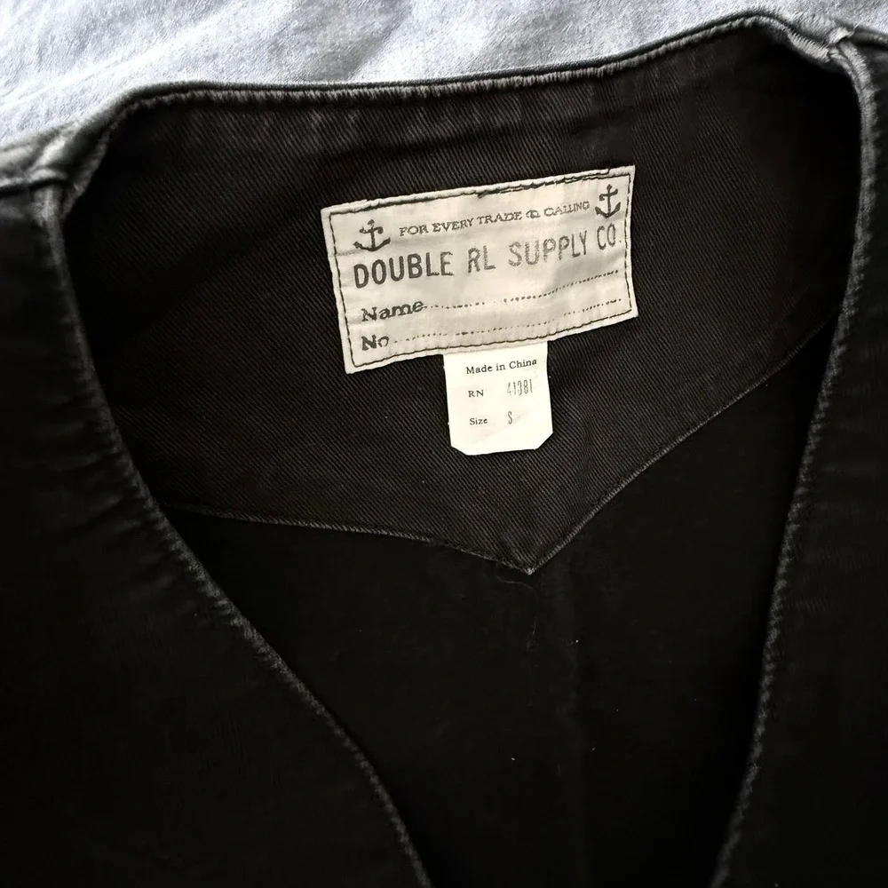 RRL Ralph Lauren Classic Old Style Vest Indigo Black Canvas Workwear Waistcoat
